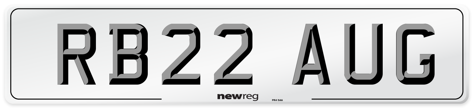 RB22 AUG Number Plate from New Reg